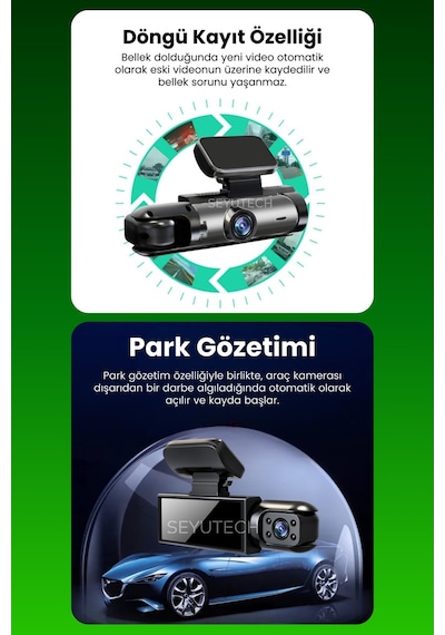 Harvox 2 Kameralı Wi-fi Özellikli Full Hd Araç Kamerası 1080p Gece Görüş, G-sensor Dashcam