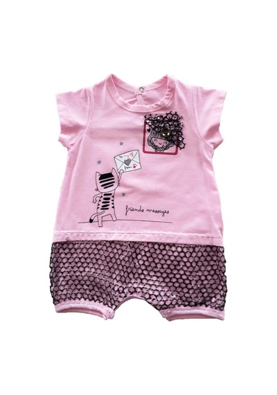 Çarşınet Kız Bebek Tulum Mektuplu Kedi Golf Tulum (441359441) Pembe