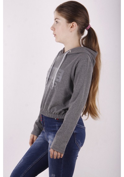 Toontoy Kız Çocuk Female Power Baskılı Sweatshirt Antrasit Melanj