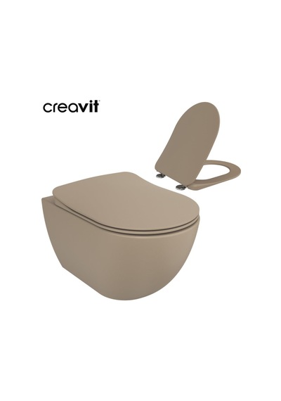 Creavit Free Rim-off Asma Klozet Cappucino + Creavit Cappucino Yavaş Kapanan Kapak Beyaz
