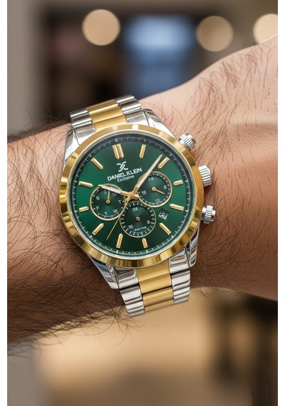 Daniel Klein 8682308439880 Yeşil Special Edition Çelik Kordonlu Sevgili Çift Kol Saatleri Gold - Gümüş