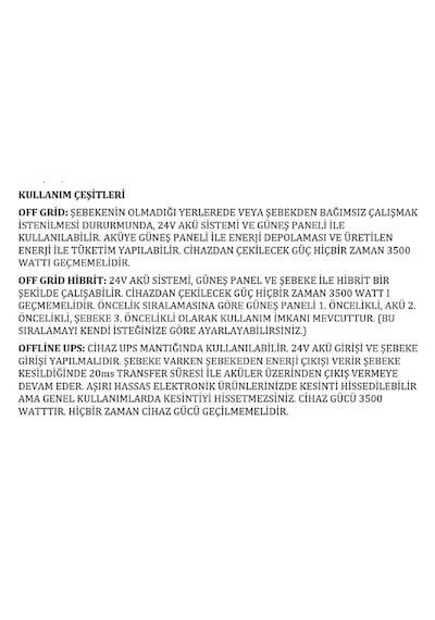 3.5kva 3.5kw 3500 Watt Tam Sinüs Akıllı H.v.110a Mppt İnverter 24vdc-220vac 3500 W İnvertör
