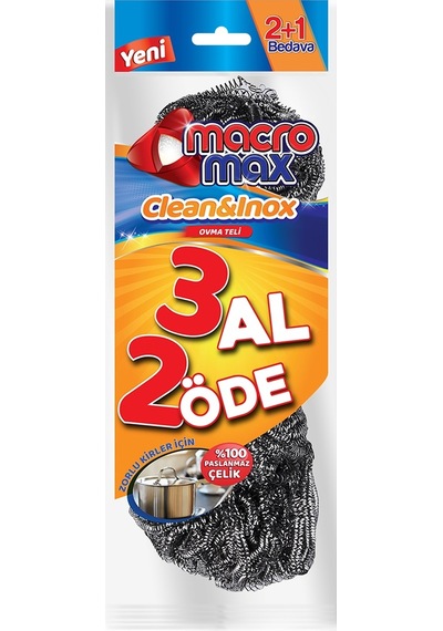 Macromax Clean & Inox Çelik Ovma Teli 3 Adet