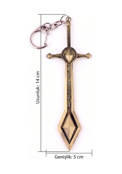 Lol Kayle Kı-lıç Figürlü Bronz Metal Anahtarlık Büyük Boy