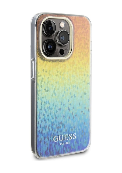 Apple Uyumlu iPhone 15 Pro Kılıf Guess Lisanslı Yazı Logolu Mirror Disco Kapak