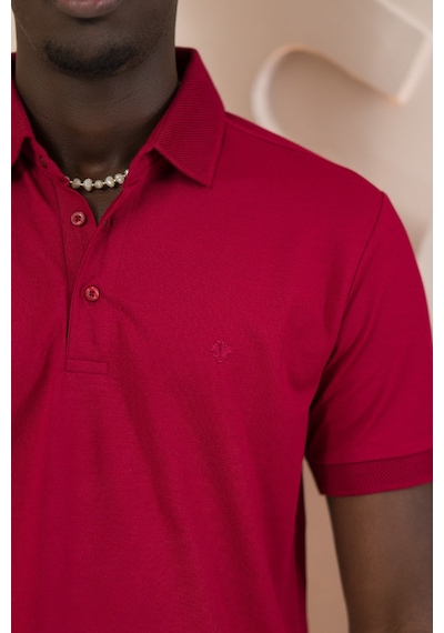 Paul Martin Örme Polo Yaka Regular Fit Pamuklu Ve Likralı T-shirt Bordo