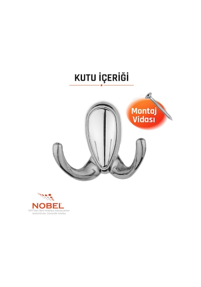 Ari S Askı, Metal Vestiyer Askısı, 51 Gr, Dolap Ve Duvar Askılığı, Krom Matkrom Vidalı Krom Krom