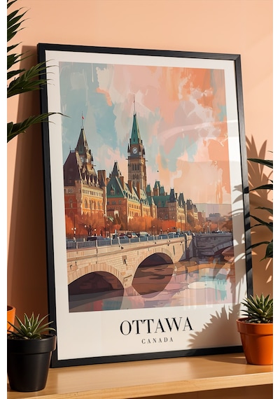 Ottawa Canada Vintage Seyahat Posteri Çerçeveli Tablo - Premium Kanada Parlamento Elit Duvar Dekoru Siyah Ottawa Canada Vintage Seyahat Posteri Çerçeveli Tablo - Premium Kanada Parlamento Elit Duvar Dekoru Siyah