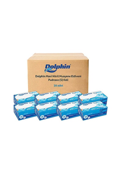 Dolphin Mavi Nitril Eldiven Pudrasız S 20 x 100 Adet