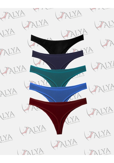 Alya Underwear Kadın Külot Pamuklu String - 5 Adet Siyah Tanga S, M, L, Xl Multicolor-p24