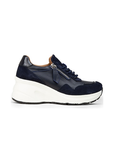 Deery Kadın Hakiki Süet Lacivert Dolgu Topuk Sneaker - M9147zlcvc01