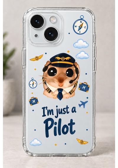 Sad Hamster Pilot Baskılı Şeffaf Telefon Kılıfı