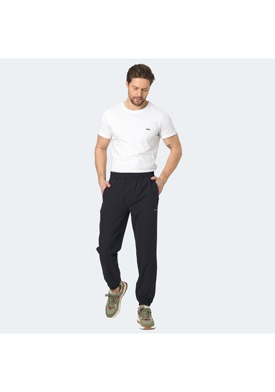 Slazenger RUSLAN Erkek Fermuar Cepli Dar Paça Siyah Eşofman Altı