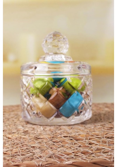 Deconox Lüx Kristal Mini Cam Şekerlik & Cam Lokumluk, Kesme Cam Lüx Şekerlik 7.5cm 9.2cm - 06641 Genel