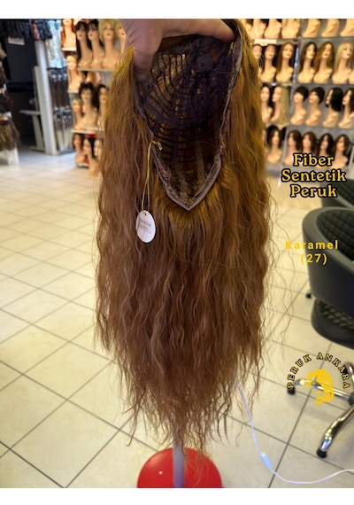 Afro Dalgası Peruk Fiber Sentetik Karamel