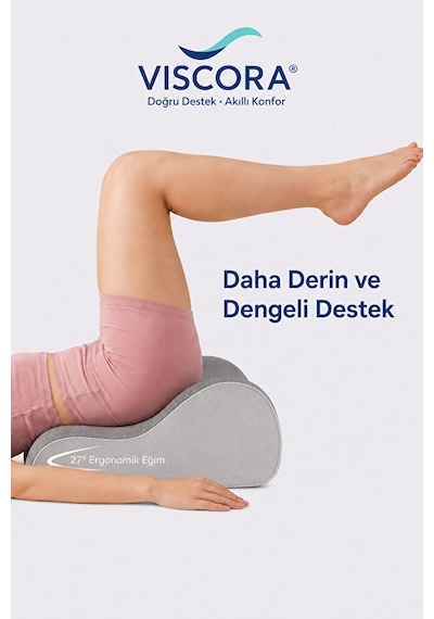 Premium 27 Kama Şeklinde Ergonomik Pozisyon Yastığı Yatak, Kanepe, Yoga, Bel Ve Sırt Desteği Gri