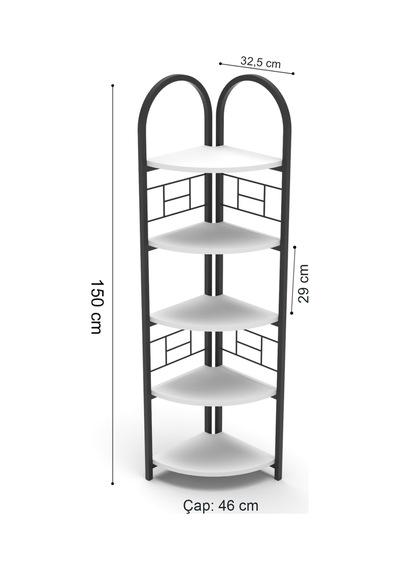 Metal Çiçeklik Kitaplık Beyaz 151 Cm Çok Renkli