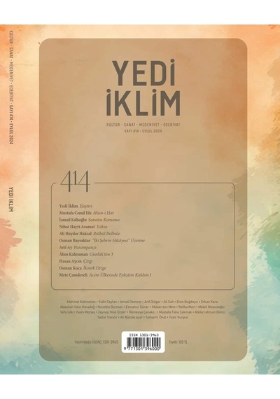 Yedi İklim Dergi 414.sayı Eylül 2024