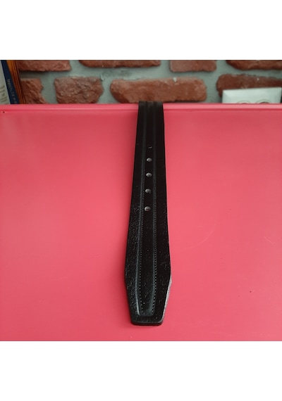Real Leather Erkek Kemer Desenli Siyah Hakiki Deri Vejetal Dana Derisi 3.5 CM Siyah