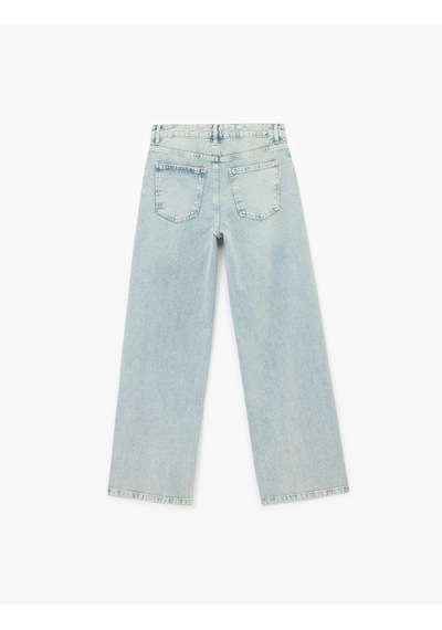 Koton Pamuklu Regular Fit Geniş Paça Taşlı Denim Pantolon - Wide Leg Jeans Açık İndigo 7wal40047md Koton Pamuklu Regular Fit Geniş Paça Taşlı Denim Pantolon - Wide Leg Jeans Açık İndigo 7wal40047md
