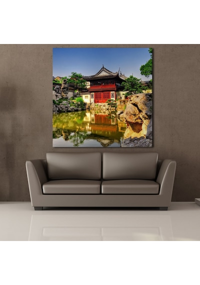 Doğadaki Ev Kanvas Tablo 90x90cm