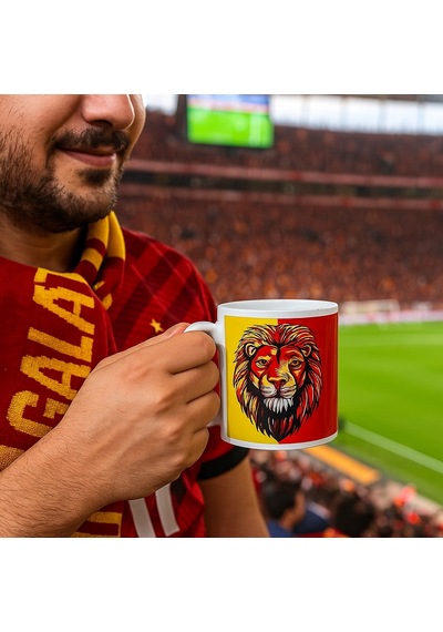 Girist Galatasaray Taraftar Seramik Kupa Bardak Altın - Kırmızı