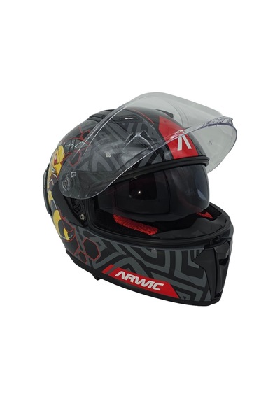 Arwic Fullface Motosiklet Kaskı Ar953 Pulse Güneş Vizörlü Ece-r 22.06 Siyah