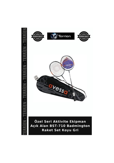 Özel Seri Aktivite Ekipman Açık Alan Bst-710 Badmington Raket Set Koyu Gri