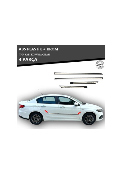 Fıat Egea Sedan - Hb - Sw Yan Kapı Koruma Çıtası Plastik + Krom Unvrslppkçt00053