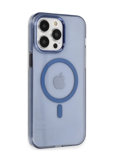 İphone 14 Pro Max Kılıf Tron Şeffaf Magsafe Kapak - Mavi