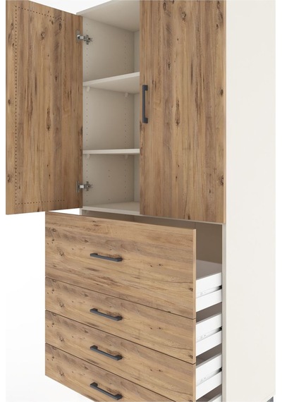 Hyperion Dolap 3 Raflı 4 Çekmeceli 2 Kapaklı 88x44x195 Aytaşı-çam Aytası