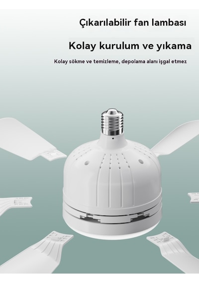 Worryfree Led Fan Sessiz Fan Uzaktan Kumandalı Tavan Vantilatörü Beyaz Işık Gövdesi