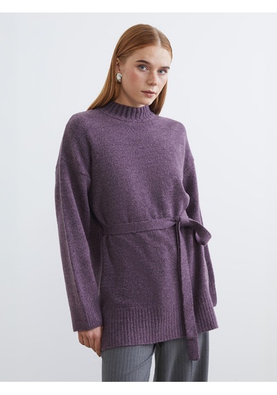 Lcw Modest Mor Yarım Balıkçı Yaka Oversize Kadın Triko Tunik Xl-2xl