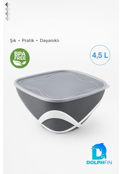 4,5 L Kapaklı Salata Saklama Kabı Bpa Free Taşıma Saplı Mavi Çok Renkli