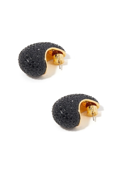 Pave Dome Earrings, Kristalli Kup Tarzı Küpe Siyah