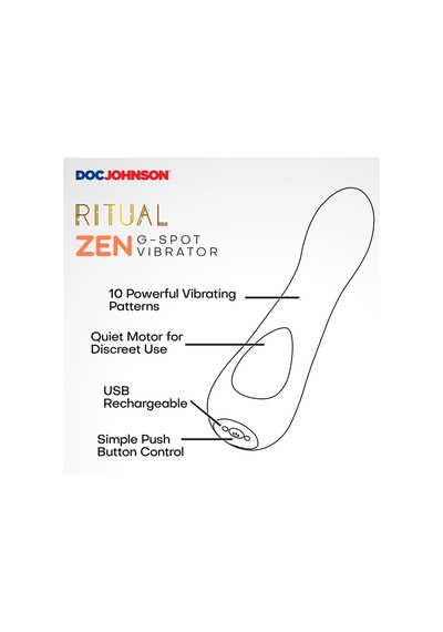 Ritual - Zen - 10 Güçlü Titreşim Desenine Sahip Şarj Edilebilir Silikon G-spot Vibratör - Doc Johnson Tarafından
