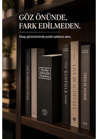 Lexroo Kitap Görünümlü Gizli Kasa, Anahtarlı Kilitli Saklama Kutusu