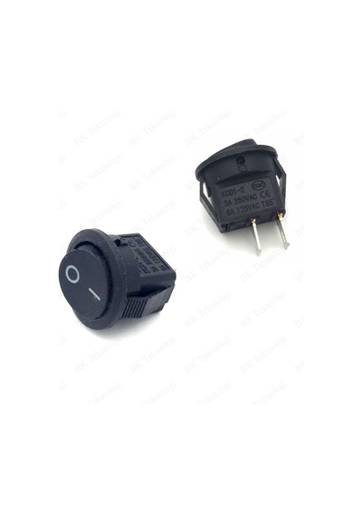 20mm Yuvarlak 2 Pin On/off Işıksız Power Anahtar 2 Adet