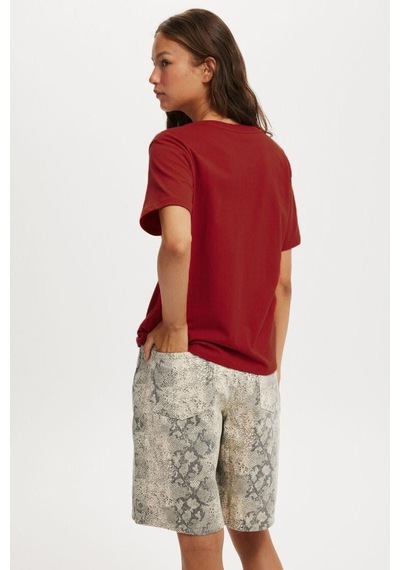 Seeh Bordo Basic Kısa Kollu Kadın T-shirt Sh280