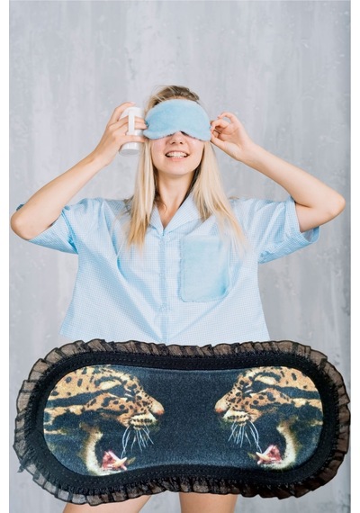 Pazarız Uyku Göz Bandı Maskesi Işık Önleyici Gözlük Maske Bant Eye Mask Leopar