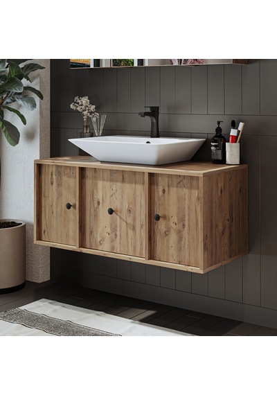 Gusto Ayaksız Lavabolu Mdf 105 Cm Çekmeceli Banyo Dolabı Atlantik Atlantik Çam