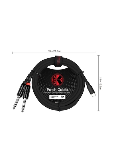Kirlin Cable Uyc-392b 3mt Bk Y-patch Kablosu Type-c 2 1/4 Mono