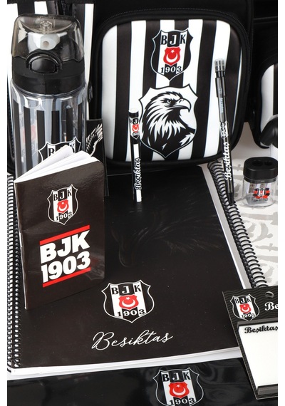 X Dekomus Lisanslı Beşiktaş Full Kırtasiye Seti 3d Kartal Büyük Boy Okul,beslenme Ve Kalem Çantası,beslenme Kabı,matara Seti Açık Gri