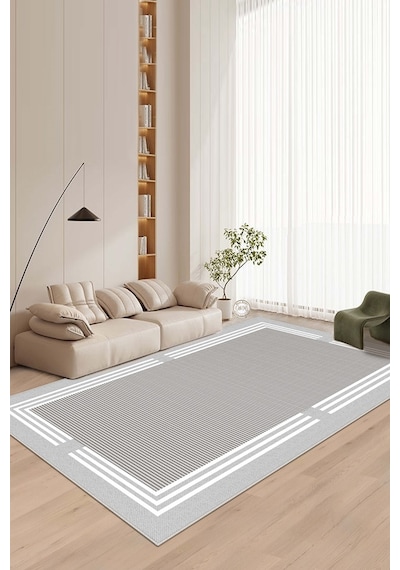 West Home Makinede Yıkanabilir Kaymaz Taban Leke Tutmaz Gri Modern Salon Halısı Mutfak Halısı Ve Yolluk Wh603 Grey