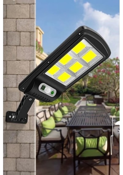 Uzaktan Kumandalı 6 Gözlü 120 Led'li Solar 3 Modlu Hareket Sensörlü Su Geçirmez Bahçe-kapı Önü Sokak Lambası Projektör