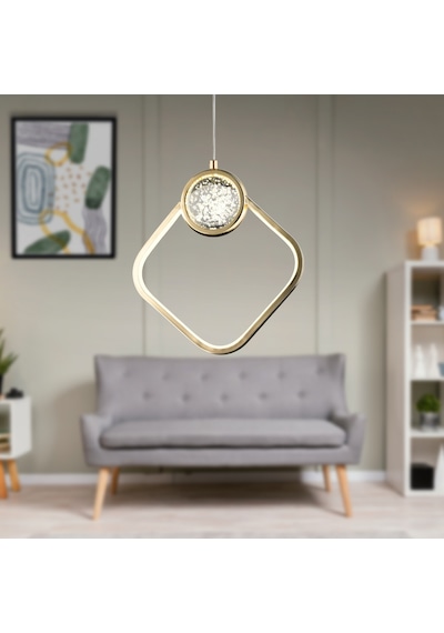 Frieda Tekli 3 Renkli 17 Watt Gold Ledli Modern Oturma Odası Salon Sarkıt Avize