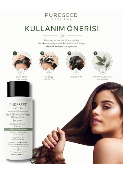 Pureseed Natural Saç Dökülmesine Karşı Güçlendirici Şampuan - Nazik Bakım - 340 Ml