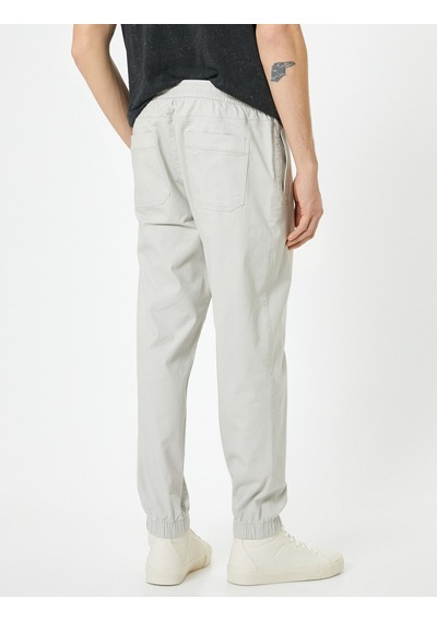 Koton Jogger Pantolon Slim Fit Beli Bağcıklı Cep Detaylı Taş 4sam40087hw Taş