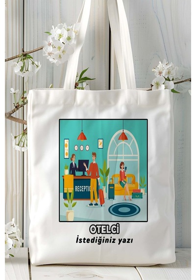 Art Hediye Otelci Baskılı Bez Omuz Çantası Kişiye Özel Model 3 Çok Renkli