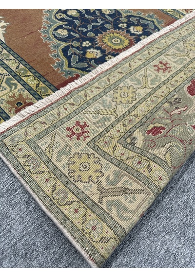 El Dokuma Bünyan Halısı 94x158 Eskitme Vintage Yeşil Kiremit Halı Yeşil